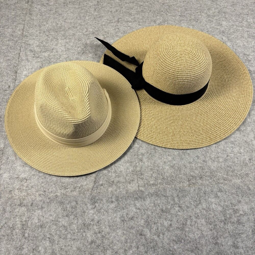 Fashion Paper Straw Summer Sun Hat - Unisex Men & Women - Furtalk - Lot of 2 - Picture 1 of 9